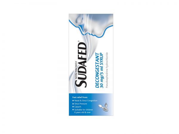 Sudafed Non-Drowsy Decongestant 30mg/5ml Syrup 100ml (Pseudoephedrine)