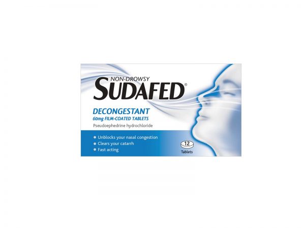 Sudafed Non-Drowsy Decongestant 60mg Fc Tabs 12 (Pseudoephedrine)