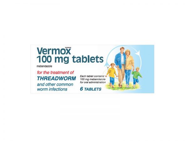 Vermox 100mg Tablets 6 (Mebendazole)