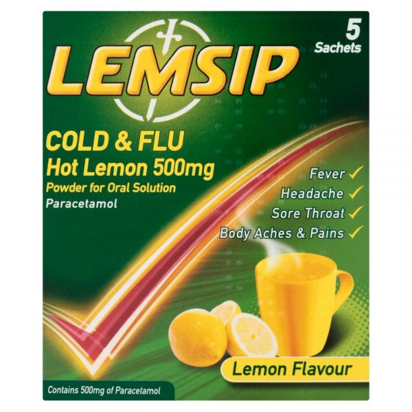 Lemsip Cold & Flu Hot Lemon 500 mg Powder for Oral Solution 5