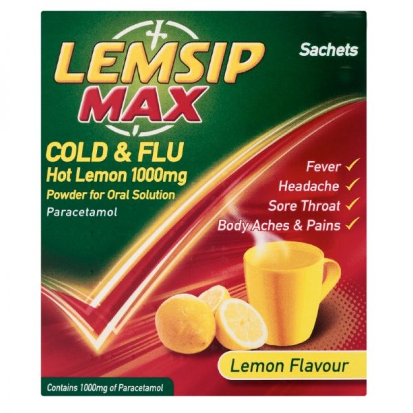 Lemsip Max Cold and Flu Hot Lemon 1000mg Powder for Oral Solution 10