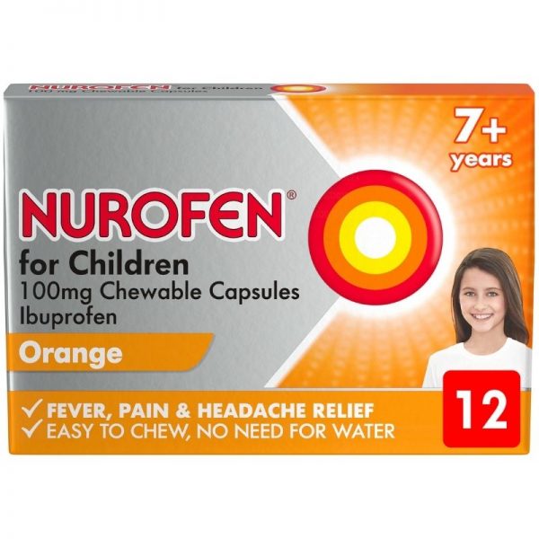 Nurofen For Children 100mg Soft Chewable 12 Capsules (Ibuprofen)