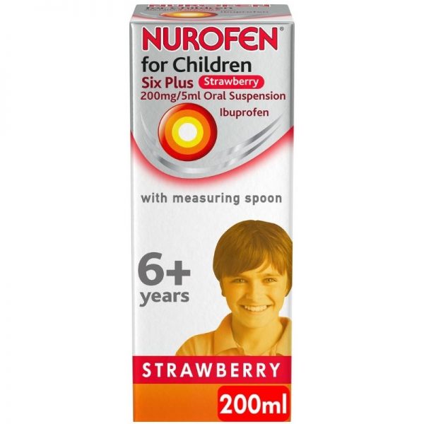 Nurofen For Children 6+ 200mg/5ml Strawberry 200ml (Ibuprofen)