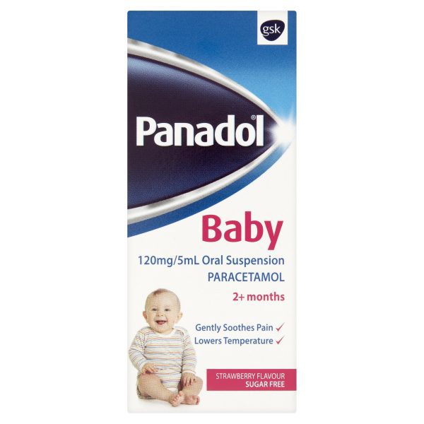 Panadol Baby 120mg/5ml Oral Suspension Paracetamol Strawberry Flavour 2+ Months 100ml