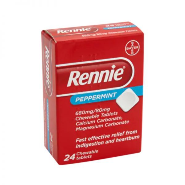 Rennie Peppermint 680mg/80mg Chewable Tablets 24