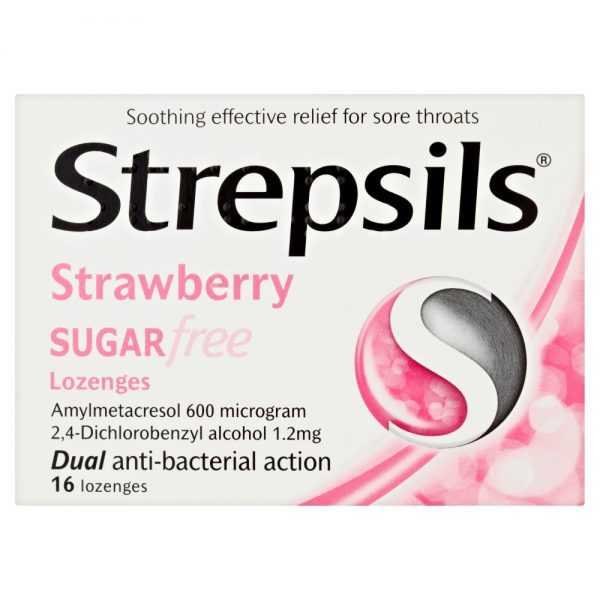 Strepsils Strawberry Sugar Free 16 Lozenges