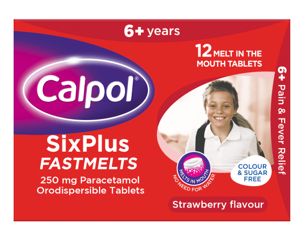 Calpol Six Plus Fastmelts 250 mg Paracetamol Orodispersible Tablets