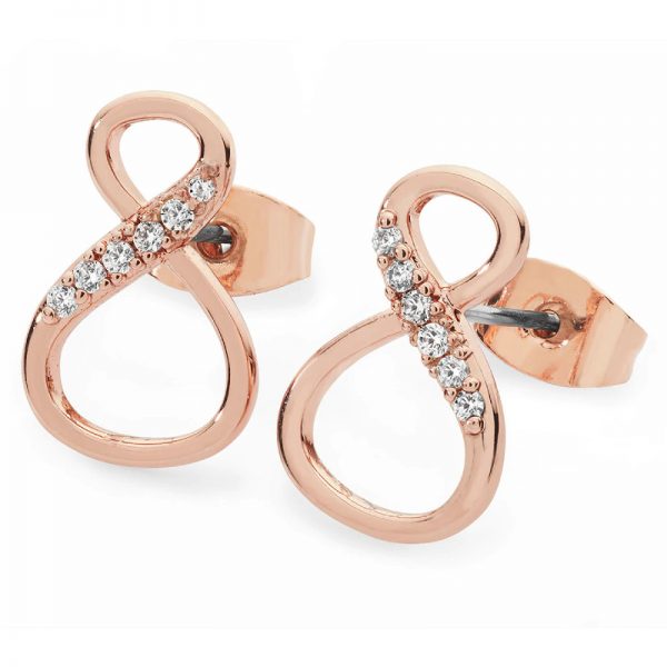 8 Shape Infinity Stud Earrings Rose Gold