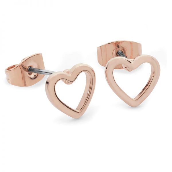 Simple Heart Earrings Rose Gold