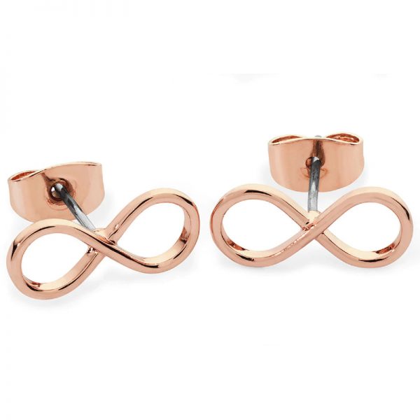 Simple Infinity Stud Earrings Rose Gold