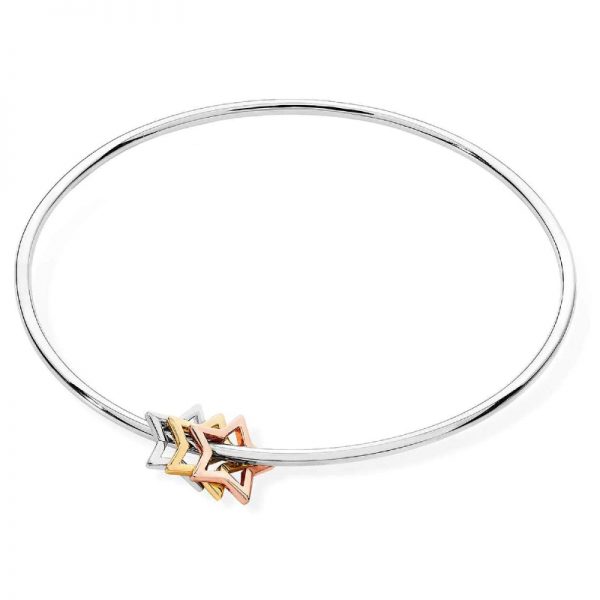 Stars Silver Bangle With Triple Stars