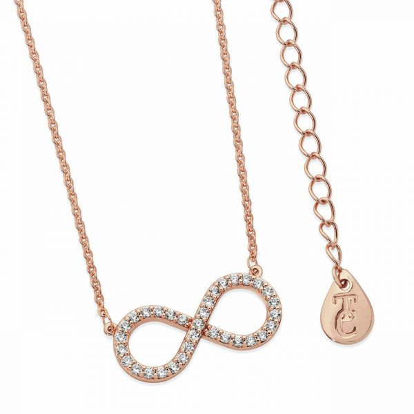 Tipperary Crystal Part Stone Set Infinity Pendant Rose Gold