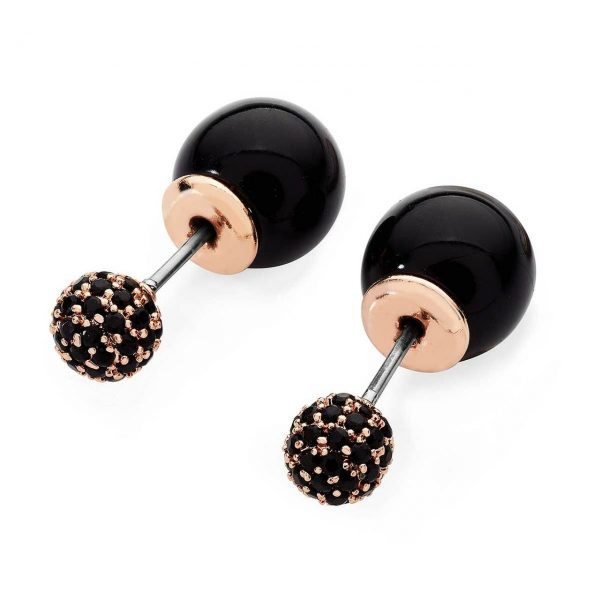 Tipperary Crystal Noir Reversable Black Ball Earrings