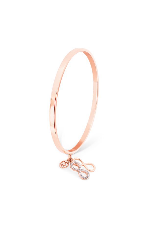 Tipperary Crystal Infinity Bangle Pink - Rose Gold