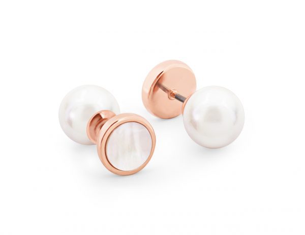 Tipperary Crystal Pearl Moon Earrings - Rose Gold