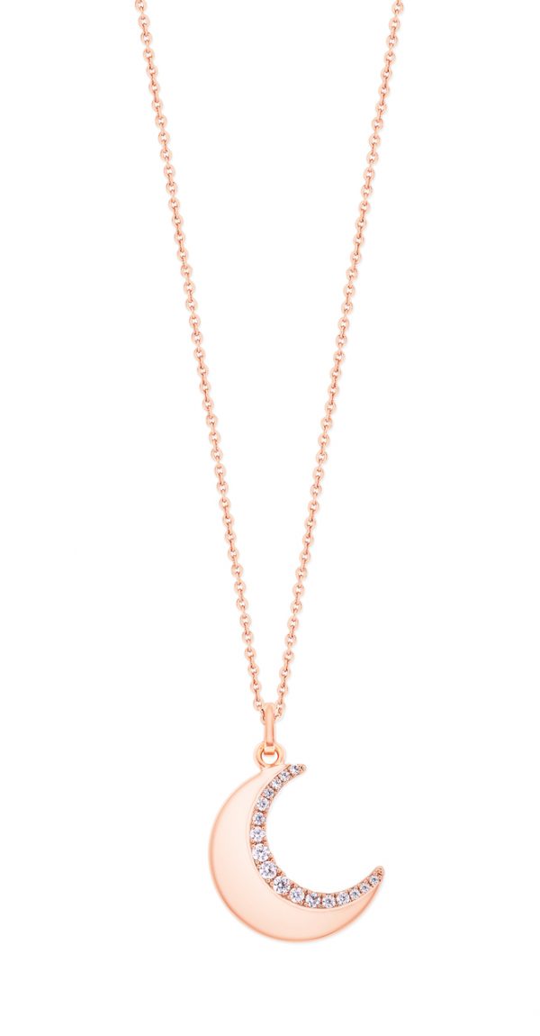 Tipperary Crystal Half Moon Pendant - Rose Gold