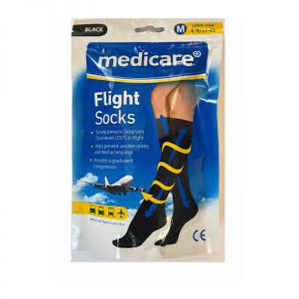 Medicare Flight Socks Black Size Medium