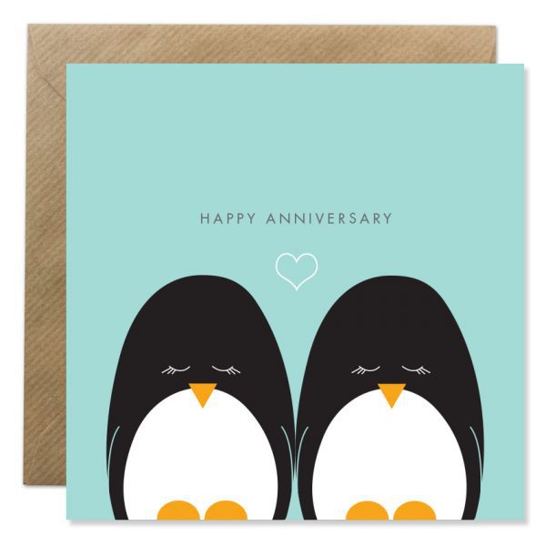 Bold Bunny Penguin Anniversary Card