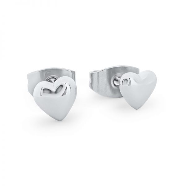 Tipperary Crystal Heart 8mm Stud Earrings - Silver