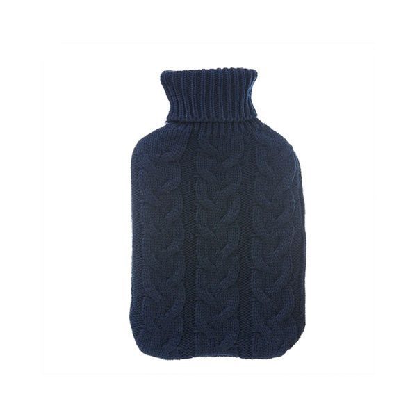 Aroma Home Navy Chunky Knit Hot Water Bottle 2 Litre