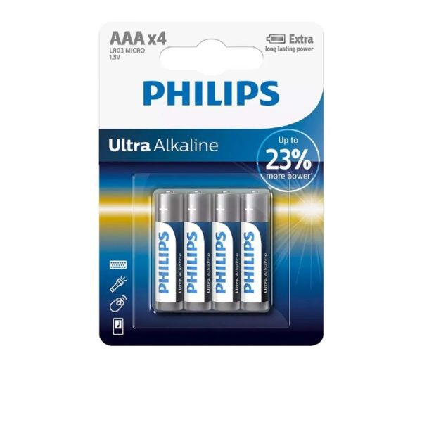 Philips Ultra Alkaline AAA Batteries - 4 Pack