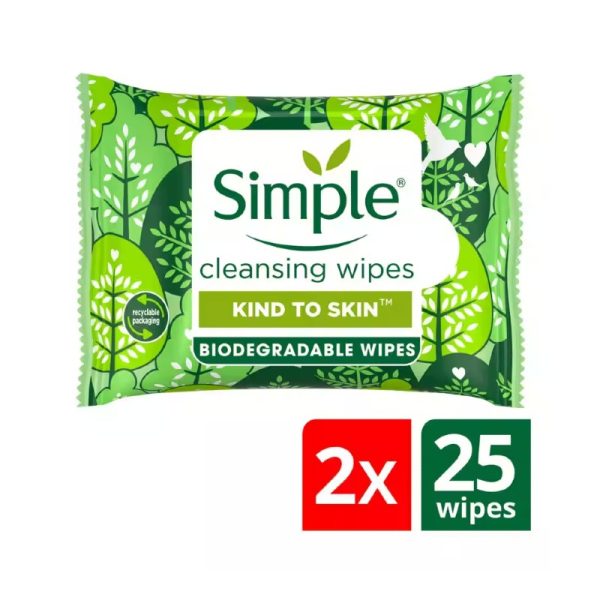 Simple Biodegradable Cleansing Wipes Twin Pack