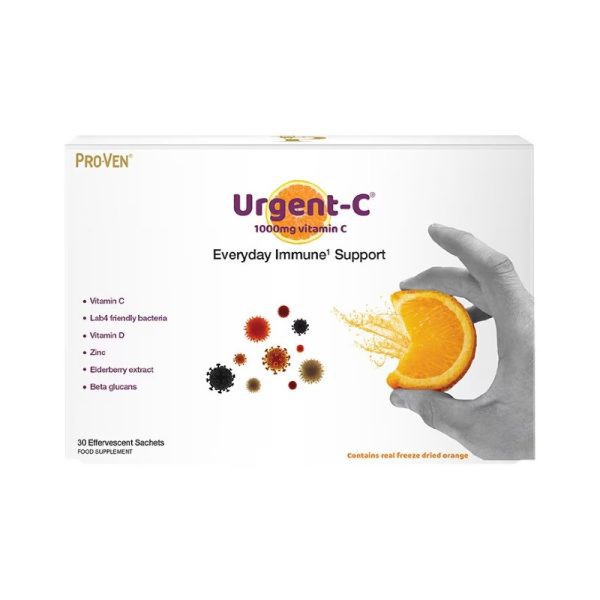 Pro-Ven Urgent-C 1000mg Vitamin C Everyday Immune Support 30 Effervescent Sachets