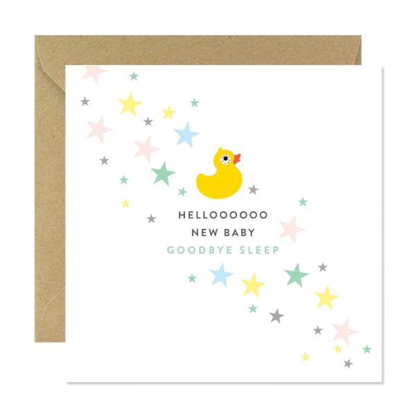 Bold Bunny Hello New Baby Goodbye Sleep Greeting Card