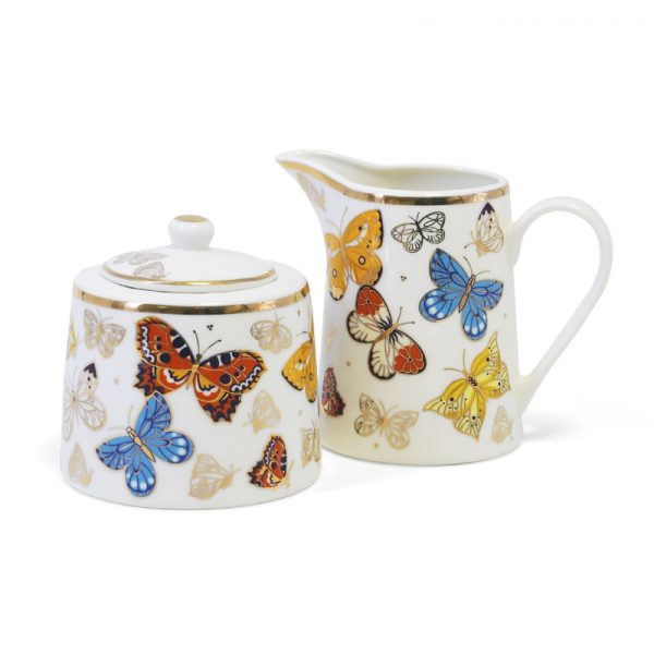 Tipperary Crystal Butterfly Sugar Bowl & Milker Set