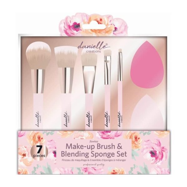 Danielle Spring Floral 7 Piece Blending Sponge/ Brush Set