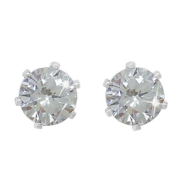 Tipperary Crystal Silver Stud Earrings Clear Stone 6mm