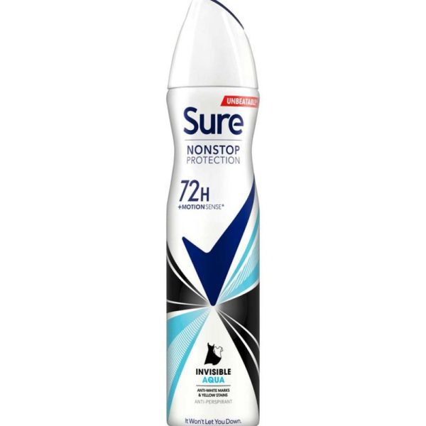 Sure Invisible Aqua Nonstop Protection Anti-perspirant Deodorant Aerosol 250ml