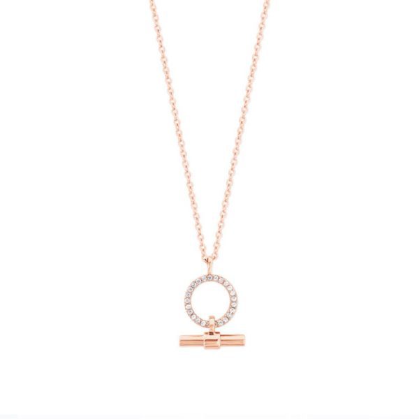 Tipperary Crystal CZ Rose Gold Circle & T Bar Pendant